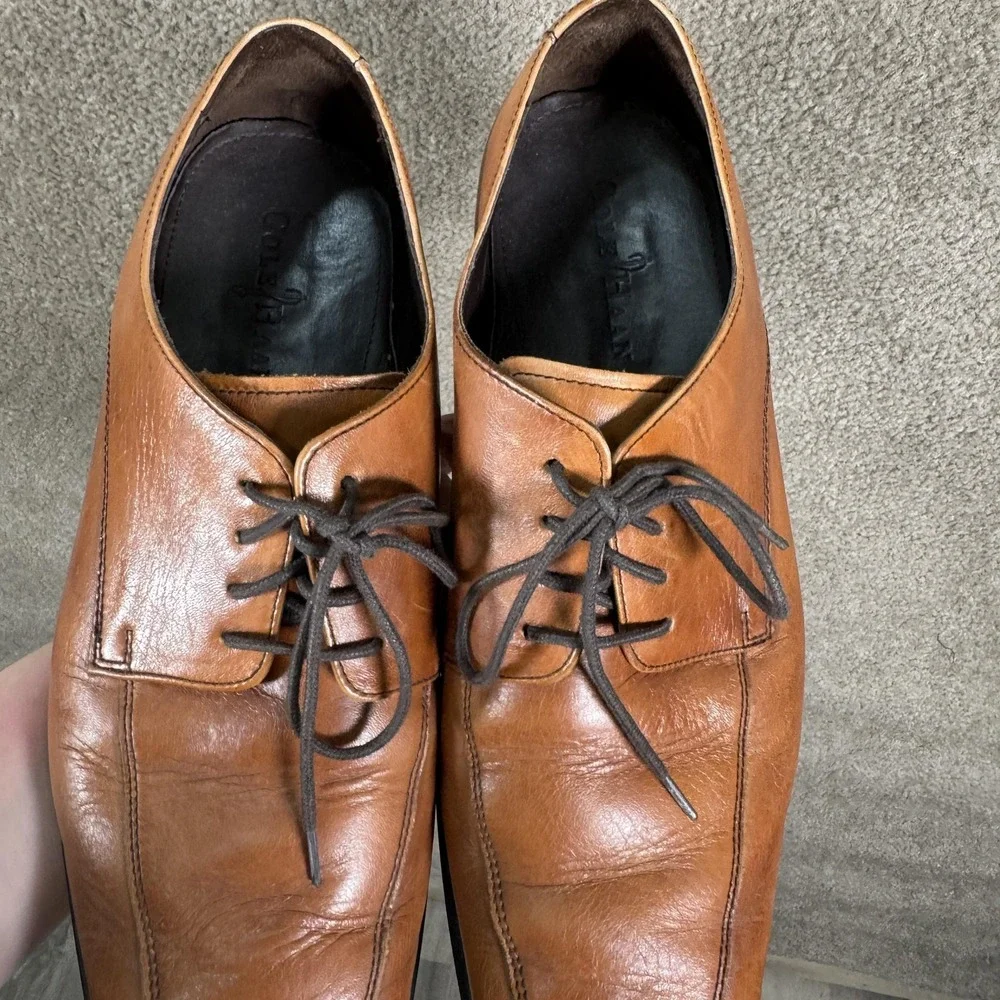 Cole Haan Shoes‎ Mens Size 10.5 Brown Leather Oxford Lace Up Dress Square Toe